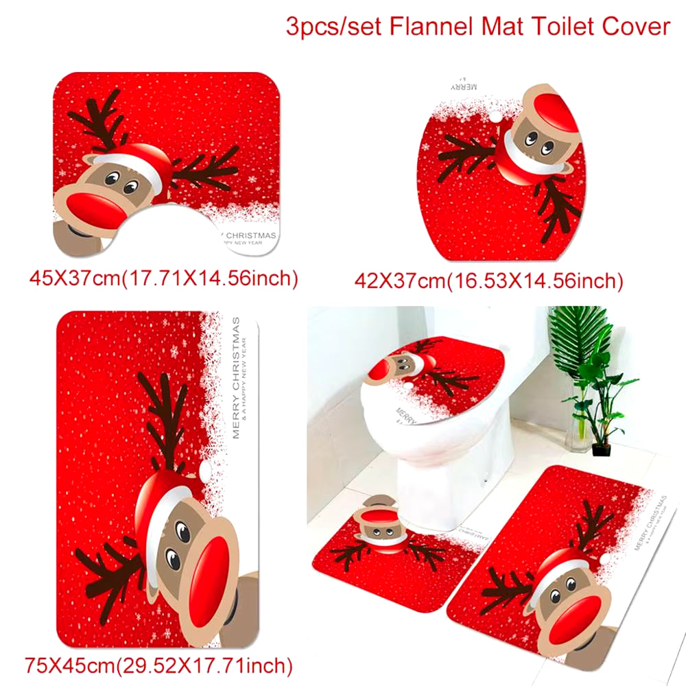 Christmas Ornaments Santa Claus Christmas Decor Bathroom Curtain Merry Christmas Decor for Home Christmas Gifts New Year 2019