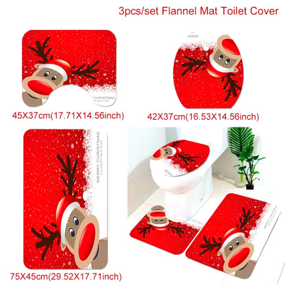 Christmas Ornaments Santa Claus Christmas Decor Bathroom Curtain Merry Christmas Decor for Home Christmas Gifts New Year 2019