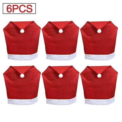 1-10PCS Santa Hat Chair Cover Christmas Table Decoration Santa Hat Home Decoration Christmas Gifts