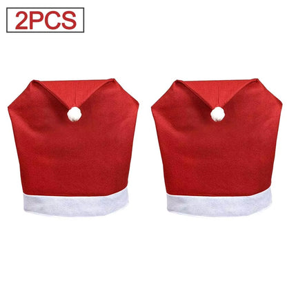 1-10PCS Santa Hat Chair Cover Christmas Table Decoration Santa Hat Home Decoration Christmas Gifts