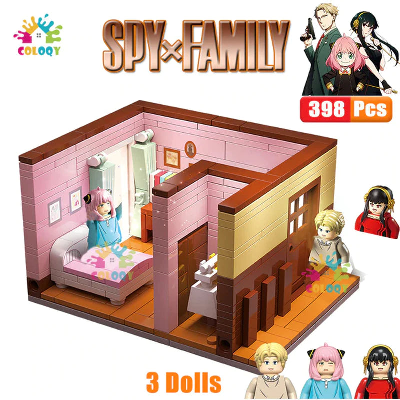 Popular Anime Arnia Spy X Family Living Room Building Blocks Mini Action Figures House Bricks Toys for Kids Christmas Gifts