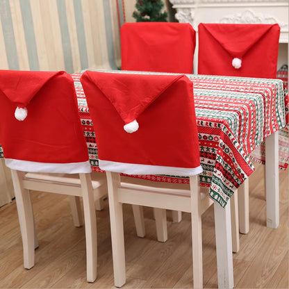 1-10PCS Santa Hat Chair Cover Christmas Table Decoration Santa Hat Home Decoration Christmas Gifts