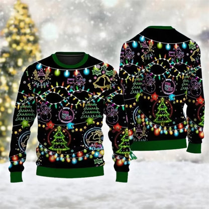 Christmas Colorful Led Light Pattern Sweatshirt Unisex Candy Santa 3D Print Ugly Sweatshirts Festival Casual Clothing Unisex Top