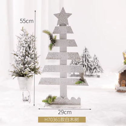 Wooden Christmas Street Light Landscaping Decoration Luminous Cabin Snow Scene House Handmade Landscape Christmas Gifts Navidad