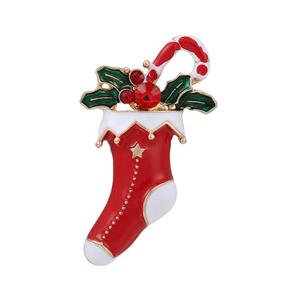 Snowman Elk Gifts Gloves Penguin Santa Pins Brooches Enamel Cartoon Red Hat Merry Christmas Brooch Party Christmas Gifts