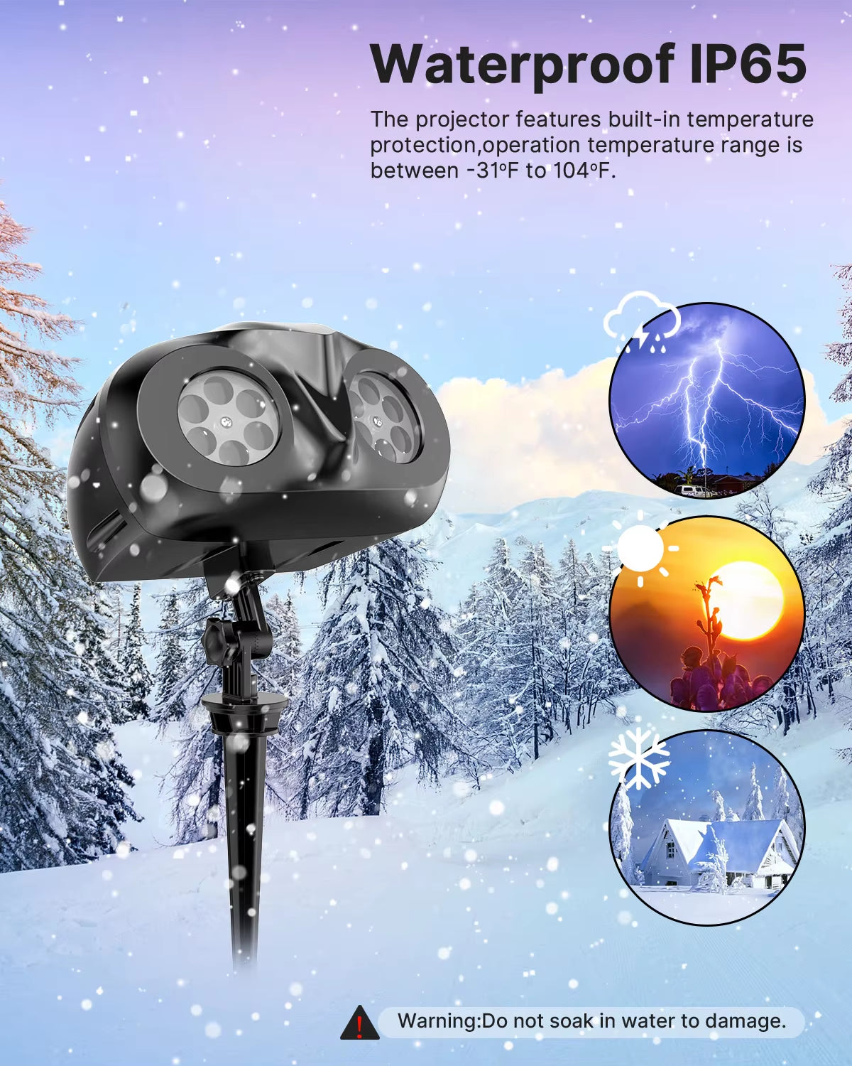 Christmas Projector Lights Outdoor, LED Snowflake Projector Christmas Lights with Remote Rotating Projection Lamp, Waterproof