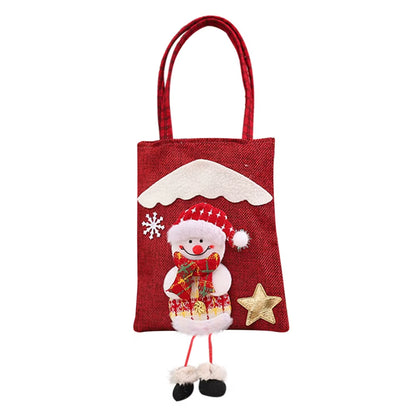 Christmas Gift Candy Bag 3D Santa Snowman Doll Tote Bag New Year Christmas Decorations for Home Reusable Burlap Shopping Bag