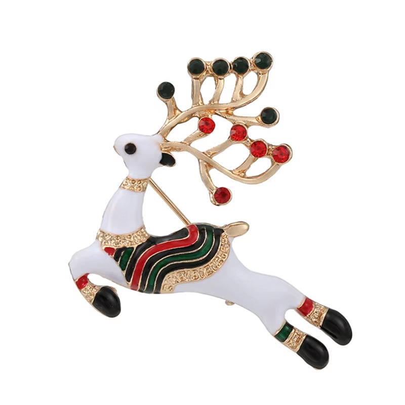 Snowman Elk Gifts Gloves Penguin Santa Pins Brooches Enamel Cartoon Red Hat Merry Christmas Brooch Party Christmas Gifts