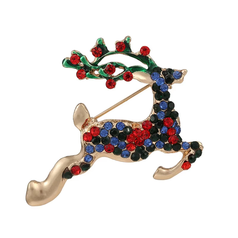 Snowman Elk Gifts Gloves Penguin Santa Pins Brooches Enamel Cartoon Red Hat Merry Christmas Brooch Party Christmas Gifts