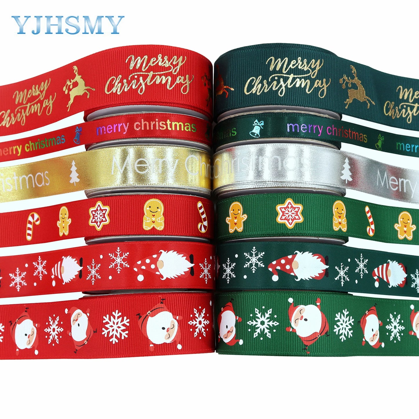 Christmas Ribbons Holiday Grosgrain Satin Ribbons for Christmas Gifts Wrapping Christmas Tree Decorations Festival DIY Crafts 5Y