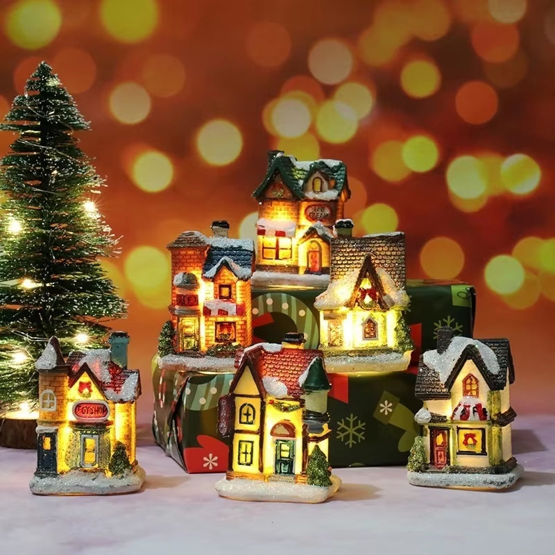 Christmas New Christmas Decorations Resin Small House Micro Landscape Resin House Small Ornaments Christmas Gifts